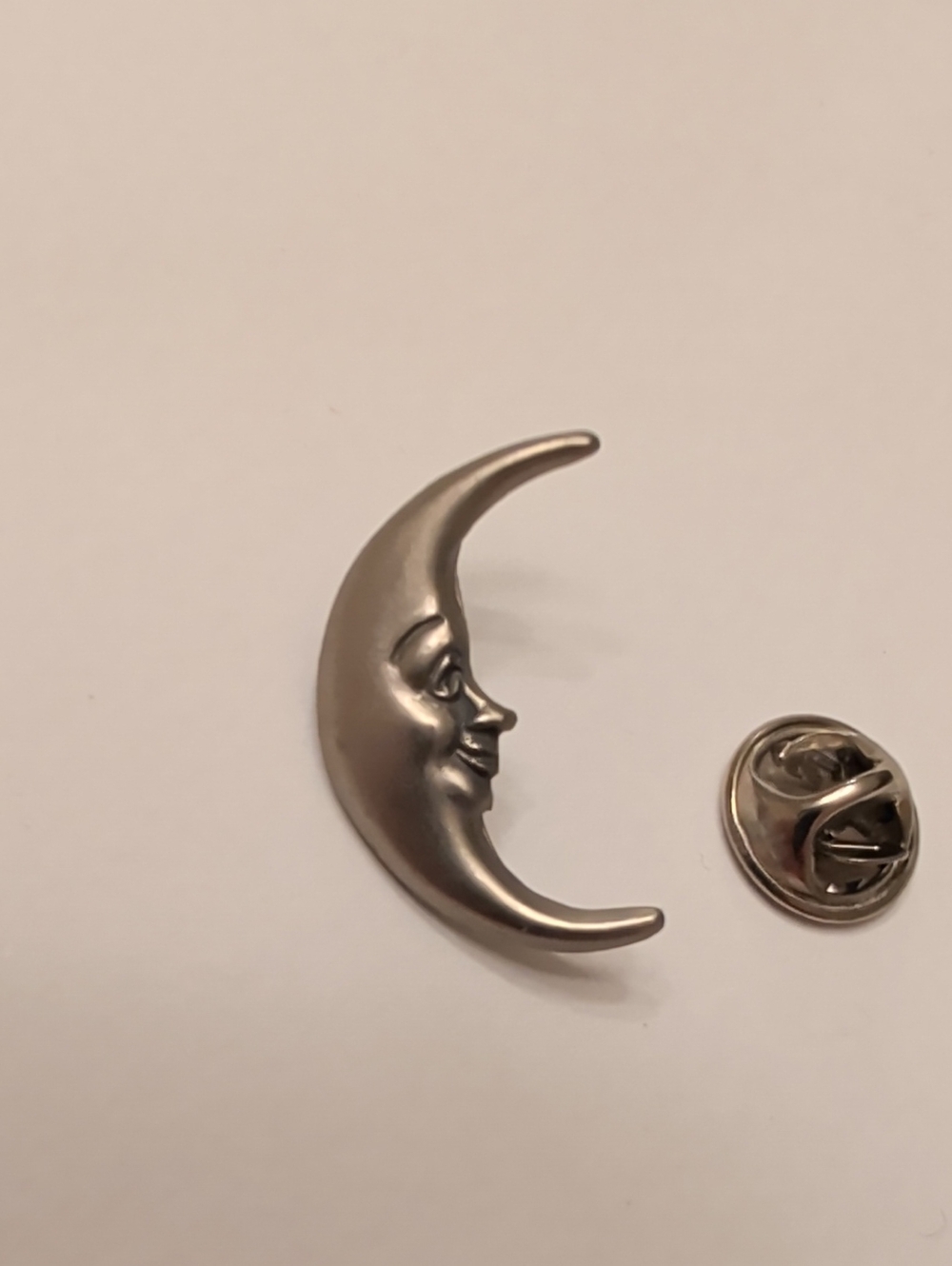 Silver Crescent Moon Lapel Pin - Men Accessories